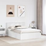 vidaXL Rám postele s čelnou doskou Biela 140 x 190 cm Kompozitné drevo – Obrázok 3