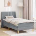 vidaXL Rám postele s matracom Svetlosivá 90 x 190 cm látka