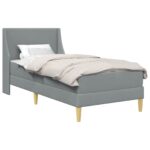 vidaXL Rám postele s matracom Svetlosivá 90 x 190 cm látka – Obrázok 2