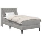 vidaXL Rám postele s matracom Svetlosivá 90 x 190 cm Zamat – Obrázok 2