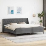 vidaXL Rám postele s matracom Tmavo šedá 180 x 200 cm Zamat