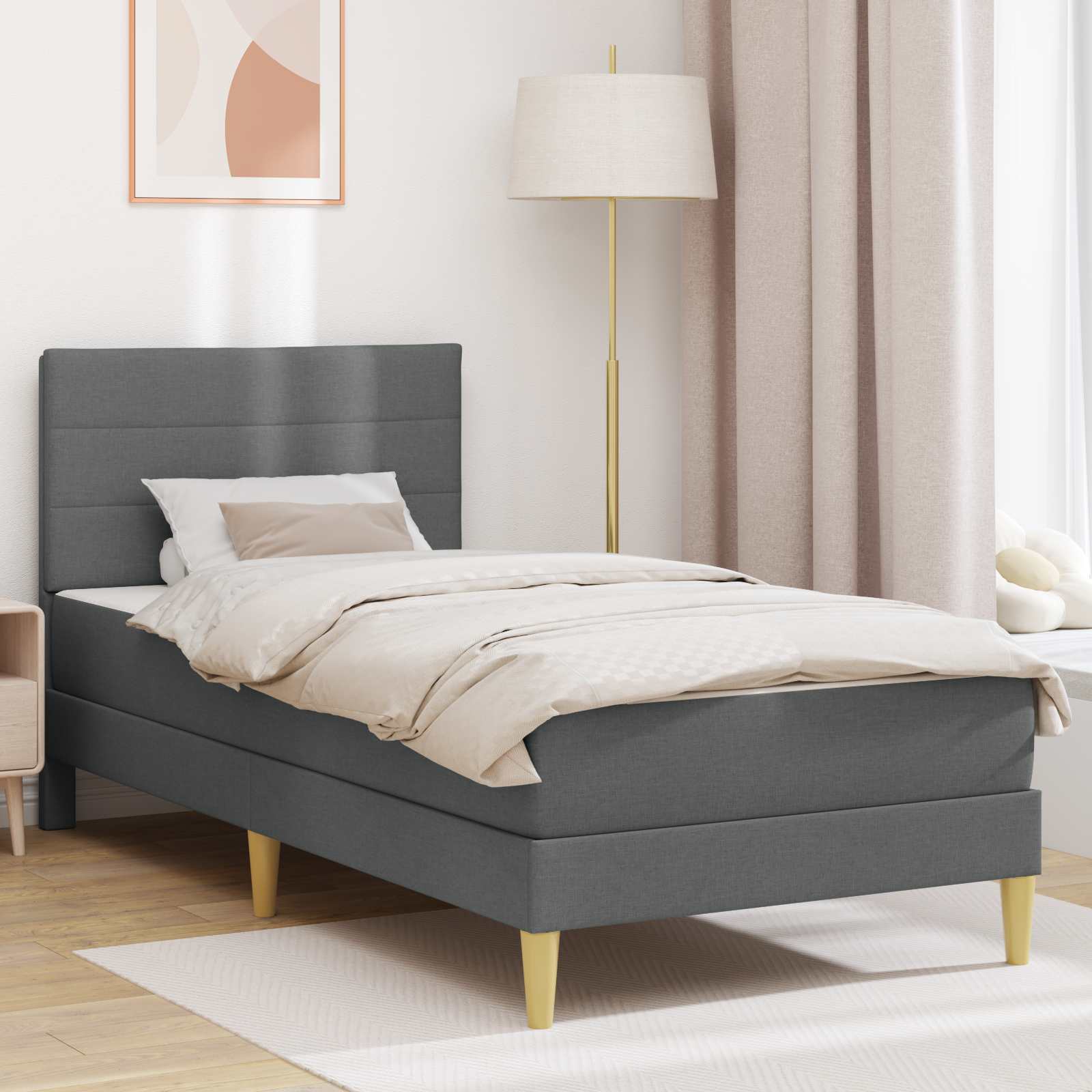 3415251_1.jpg vidaXL Rám postele s matracom Tmavo šedá 90 x 190 cm látka – Obrázok 1
