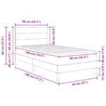 vidaXL Rám postele s matracom s čelnou doskou Čierny 90 x 190 cm látka – Obrázok 11