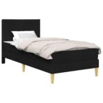 vidaXL Rám postele s matracom s čelnou doskou Čierny 90 x 190 cm látka – Obrázok 2