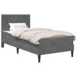 vidaXL Rám postele s matracom Tmavo šedá 90 x 190 cm Zamat – Obrázok 2