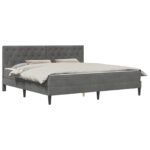 vidaXL Rám postele s matracom Tmavo šedá 180 x 200 cm Zamat – Obrázok 2