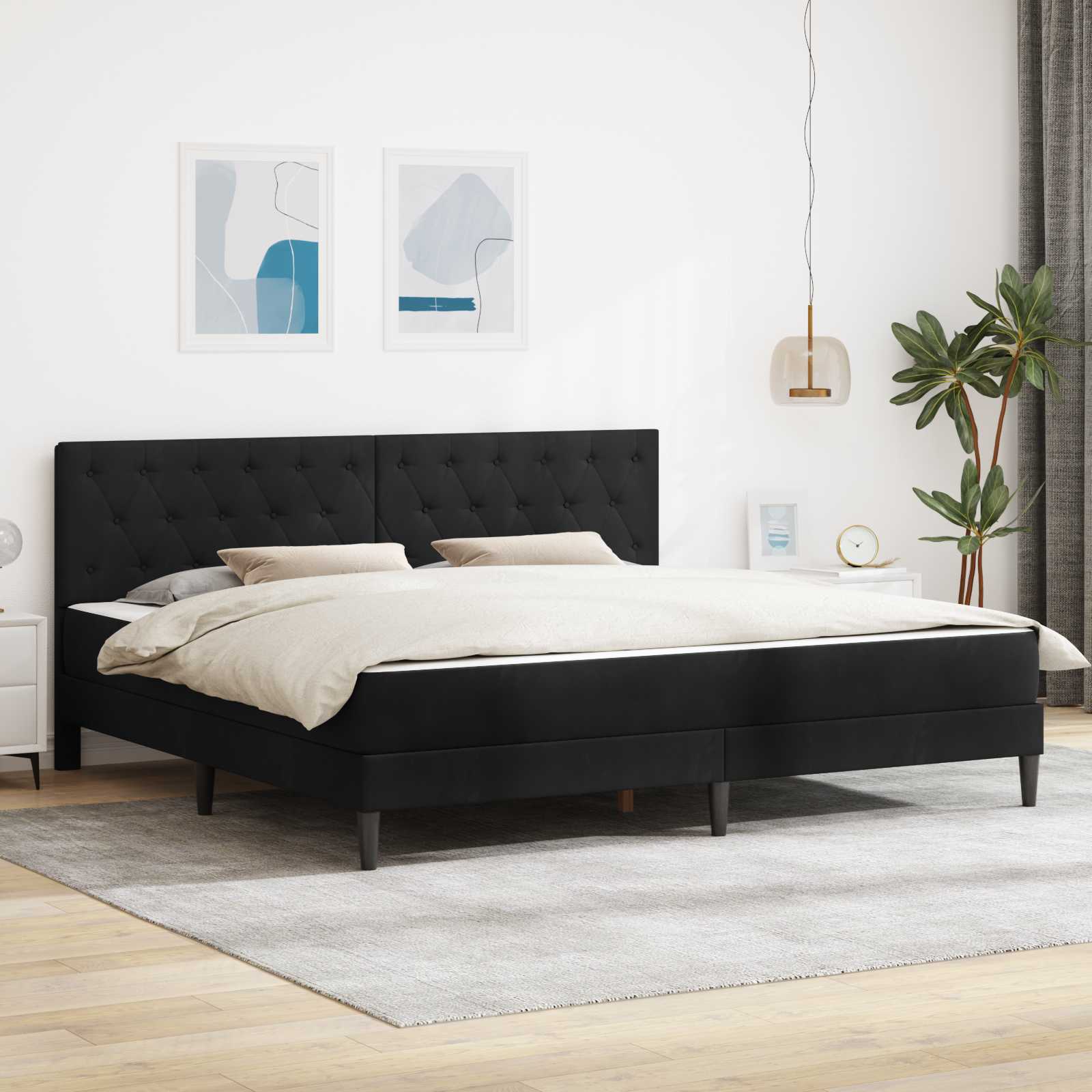 3415261_1.jpg vidaXL Rám postele s matracom Čierny 180 x 200 cm Zamat – Obrázok 1