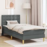 vidaXL Rám postele s matracom Tmavo šedá 90 x 190 cm látka