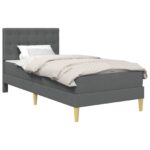 vidaXL Rám postele s matracom Tmavo šedá 90 x 190 cm látka – Obrázok 2