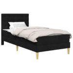 vidaXL Rám postele s matracom s čelnou doskou Čierny 90 x 190 cm látka – Obrázok 2