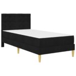 vidaXL Rám postele s matracom s čelnou doskou Čierny 90 x 190 cm látka – Obrázok 3
