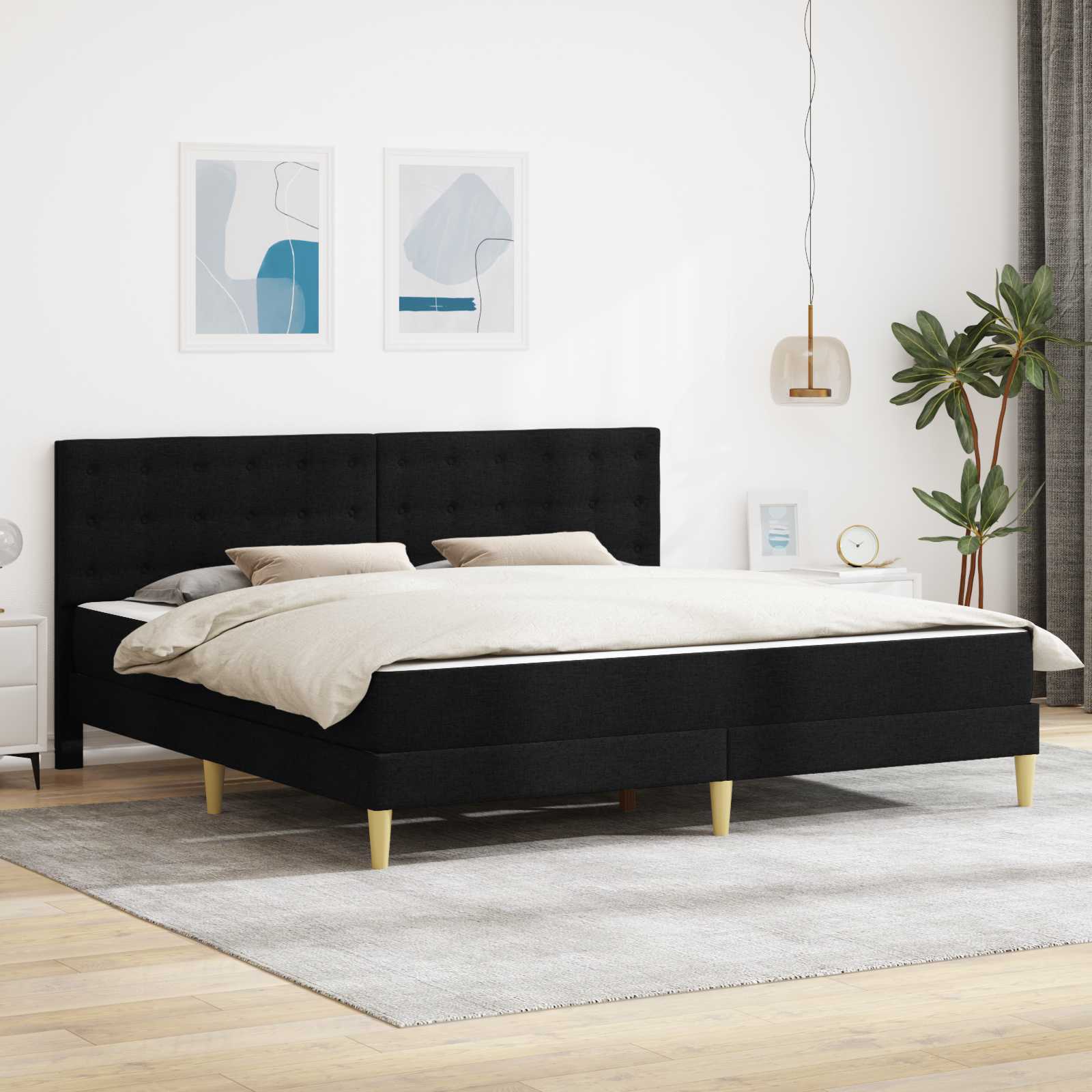 3415267_1.jpg vidaXL Rám postele s matracom Čierny 180 x 200 cm látka – Obrázok 1
