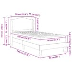 vidaXL Rám postele s čelnou doskou Tmavosivá 90 x 190 cm Zamat – Obrázok 12