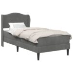 vidaXL Rám postele s čelnou doskou Tmavosivá 90 x 190 cm Zamat – Obrázok 2