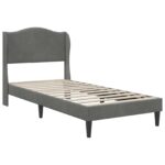 vidaXL Rám postele s čelnou doskou Tmavosivá 90 x 190 cm Zamat – Obrázok 4