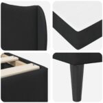 vidaXL Rám postele s čelnou doskou Čierna 90 x 190 cm Zamat – Obrázok 9