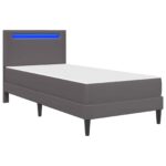 vidaXL Rám postele s LED pásikmi Sivá 90 x 190 cm Umelá koža – Obrázok 5