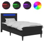 vidaXL Rám postele s LED pásikmi Čierna 90 x 190 cm Umelá koža – Obrázok 2