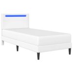 vidaXL Rám postele s LED pásikmi Biela 90 x 190 cm Umelá koža – Obrázok 5