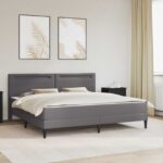 vidaXL Rám postele s LED pásikmi Sivá 180 x 200 cm Umelá koža
