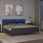 vidaXL Rám postele s LED pásikmi Sivá 180 x 200 cm Umelá koža – Obrázok 4