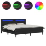 vidaXL Rám postele s LED pásikmi Čierna 180 x 200 cm Umelá koža – Obrázok 2