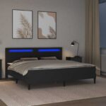 vidaXL Rám postele s LED pásikmi Čierna 180 x 200 cm Umelá koža – Obrázok 4