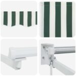 vidaXL Sklopná markíza Zelená a biela 3 x 2 m 100% polyester a hliník – Obrázok 7