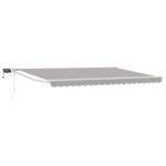 vidaXL Ručná vysúvacia markíza s LED Svetlo šedá a biela 4 x 2 m – Obrázok 2