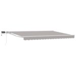 vidaXL Ručný rám markízy s LED Svetlo šedá a biela 4 x 2 m – Obrázok 2