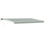 vidaXL Ručný rám markízy s LED Zelená a biela 4 x 2 m – Obrázok 2