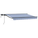 vidaXL Ručný rám markízy s LED Modrá, Biela, Antracitová 3,5 x 2,5 m – Obrázok 2