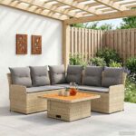 vidaXL Sady nábytku s vankúšom 4 pcs Beige a svetlo šedá PE ratan