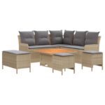 vidaXL Sady nábytku s vankúšom 7 pcs Beige a svetlo šedá PE ratan – Obrázok 2