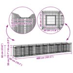 vidaXL Gabiónová vyvýšená posteľ 2 pcs Strieborná – Obrázok 9