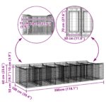 vidaXL Gabiónová vyvýšená posteľ 2 pcs Strieborná – Obrázok 10