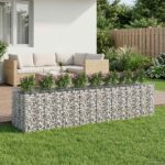 vidaXL Gabiónová vyvýšená posteľ 4 pcs Strieborná