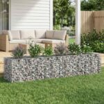 vidaXL Gabiónová vyvýšená posteľ 2 pcs Strieborná 260 x 60 x 55 cm