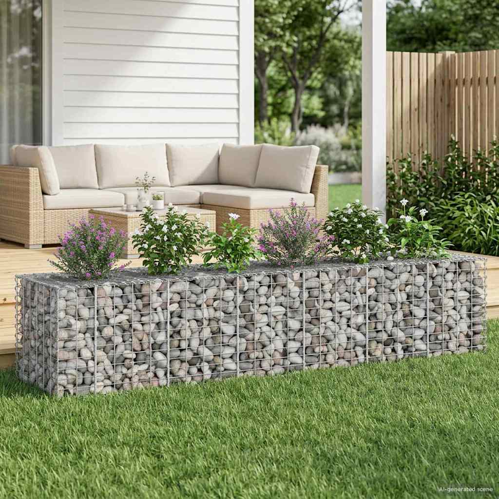 3422229_1.jpg vidaXL Gabiónová vyvýšená posteľ 2 pcs Strieborná 260 x 60 x 55 cm – Obrázok 1
