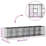 vidaXL Gabiónová vyvýšená posteľ 2 pcs Strieborná 260 x 60 x 55 cm – Obrázok 10