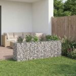vidaXL Gabiónová vyvýšená posteľ 2 pcs Strieborná 250 x 50 x 80 cm