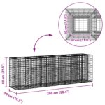 vidaXL Gabiónová vyvýšená posteľ 2 pcs Strieborná 250 x 50 x 80 cm – Obrázok 10