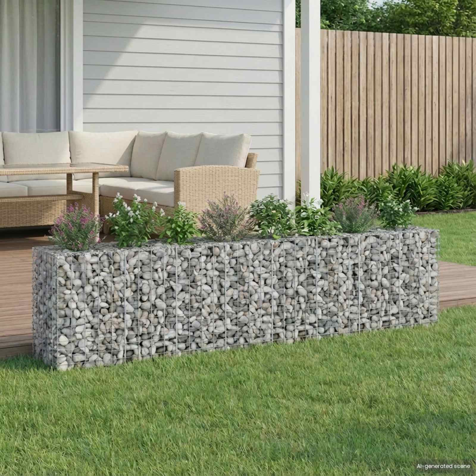 3422232_1.jpg vidaXL Gabiónová vyvýšená posteľ 2 pcs Strieborná 330 x 50 x 80 cm – Obrázok 1