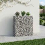 vidaXL Gabiónová vyvýšená posteľ 2 pcs Strieborná 130 x 50 x 150 cm