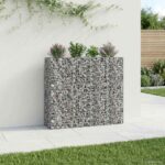 vidaXL Gabiónová vyvýšená posteľ 2 pcs Strieborná 170 x 50 x 150 cm