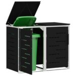 vidaXL Úložisko kontajnera na odpad Čierna 138 x 77,5 x 112,5 cm – Obrázok 3
