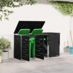 vidaXL Úložisko kontajnera na odpad Čierna 207 x 77,5 x 112,5 cm – Obrázok 4