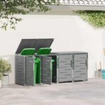 vidaXL Úložisko kontajnera na odpad Sivá 276 x 77,5 x 112,5 cm – Obrázok 4