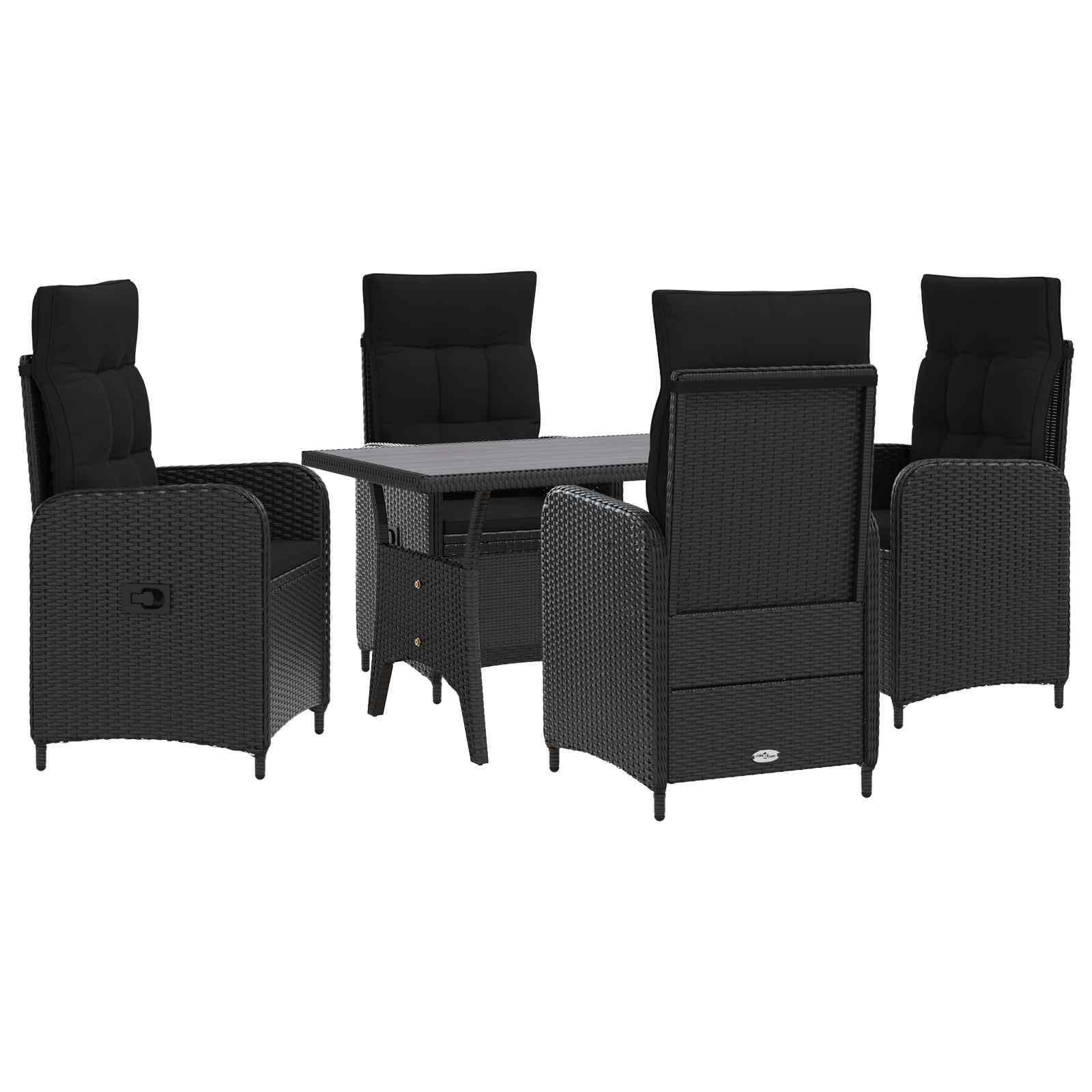 3422257_1.jpg vidaXL Záhradná jedálenská súprava 5 pcs Čierna polyratan – Obrázok 1