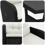 vidaXL Záhradná jedálenská súprava 3 pcs Čierna a krémová biela – Obrázok 5